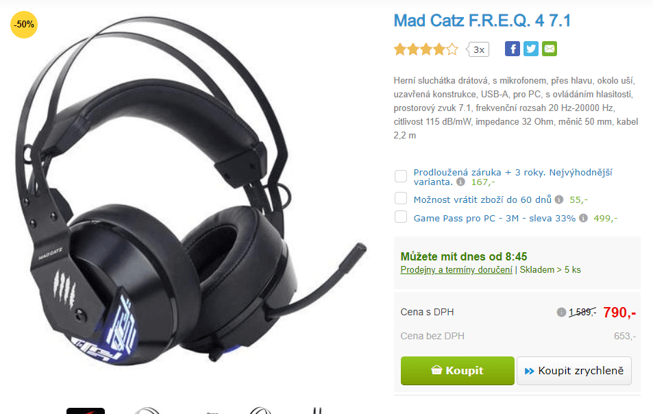 Herní sluchátka MadCatz F.R.E.Q. 4