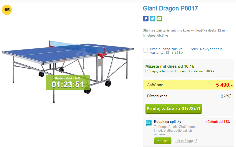 Stůl na stolní tenis Giant Dragon