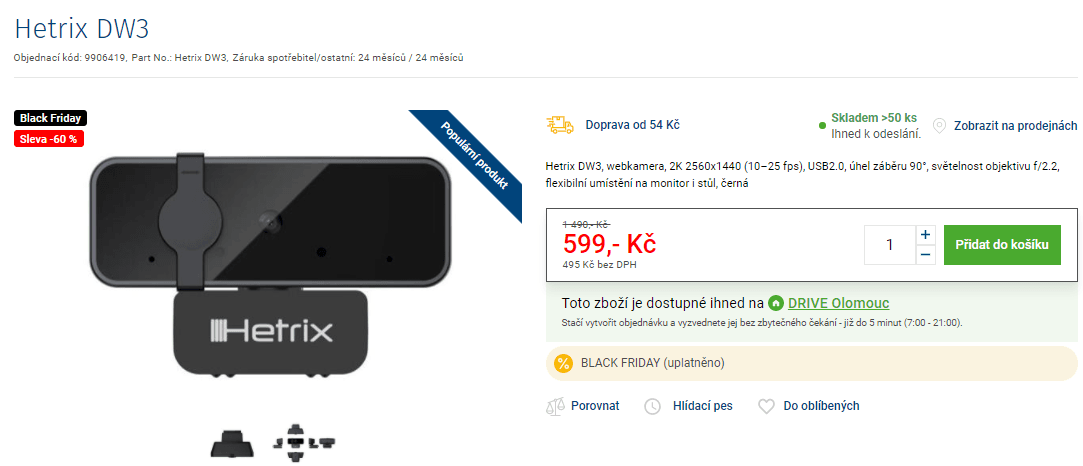 PC webkamera Hetrix, 2K