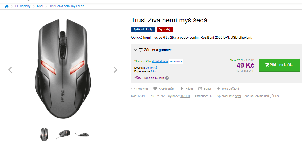 Herní myš Trust Ziva Gaming 
