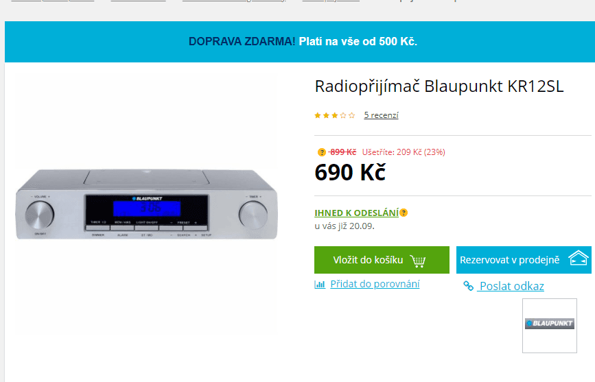 Rádio Blaupunkt, digitál, FM, budík