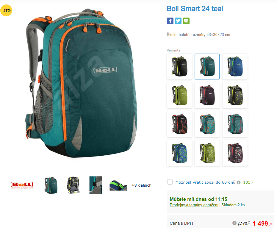Školní batoh Boll Smart 24 teal 