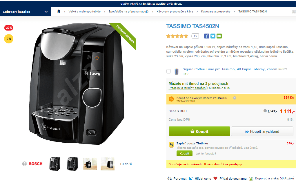 Kávovar na kapsle Tassimo