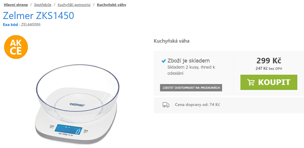 Digitální kuchyňská váha Zelmer, 5kg