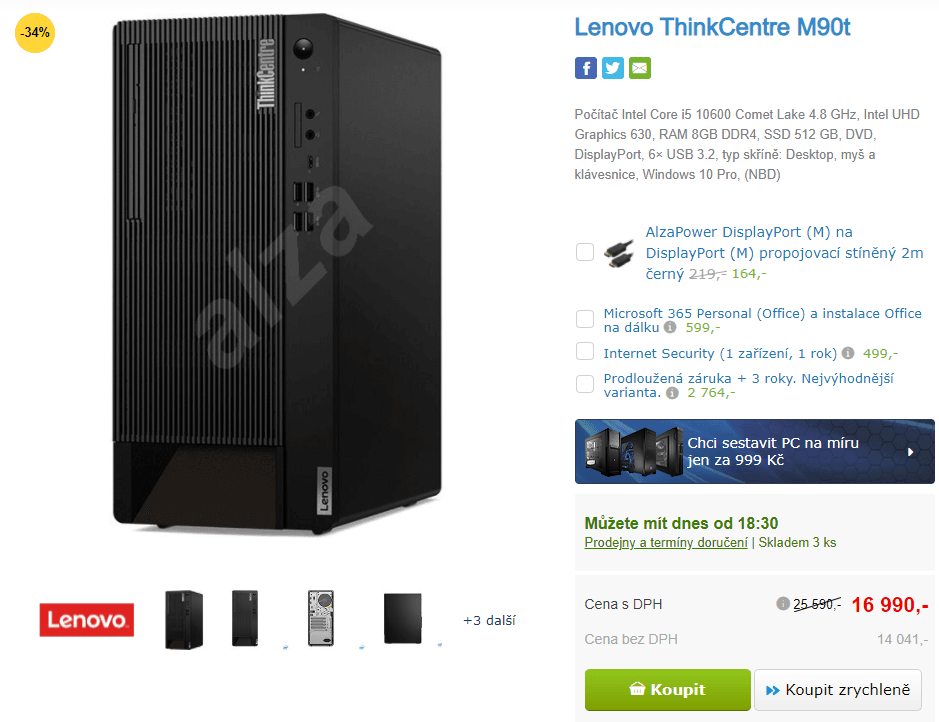 PC Lenovo, 4,8GHz, 8GB RAM, SSD 512GB