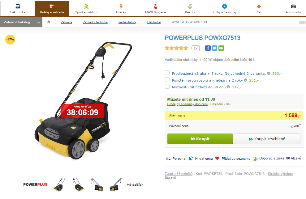 Elektrický vertikulátor Powerplus POWXG7513