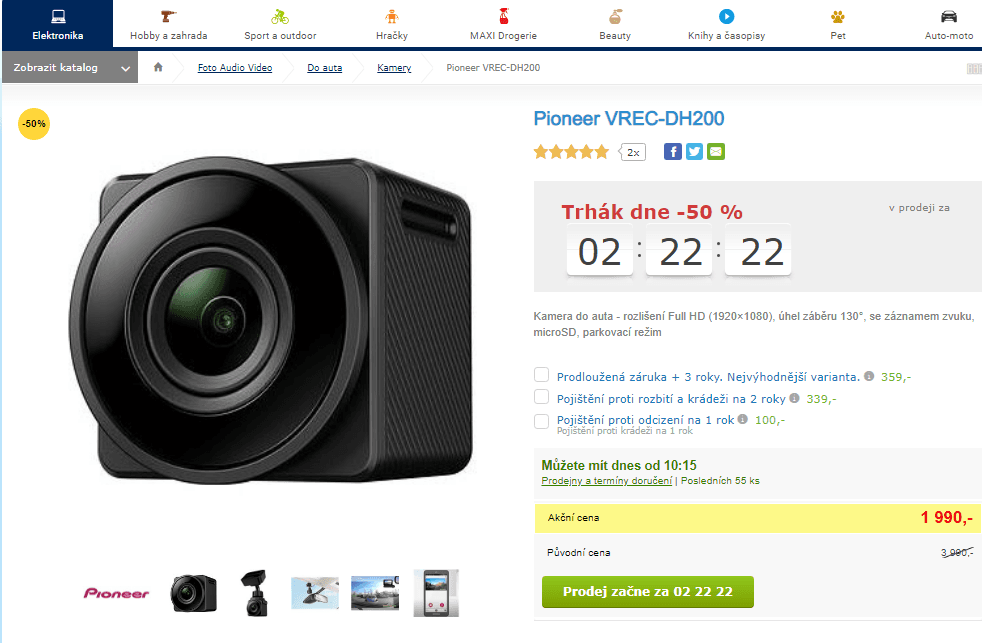 Autokamera Pioneer, full HD, Wi-Fi
