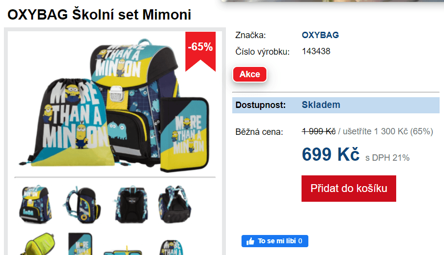 Školní set Mimoni Oxybag + dárky