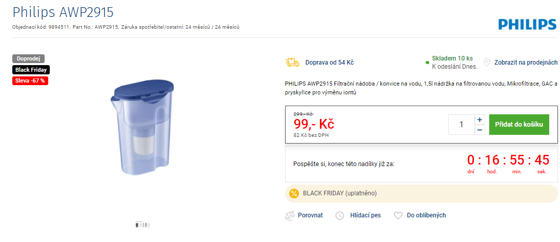 Filtrační konvice Philips, 1,5 litru 