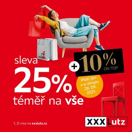 XXXLutz - sleva 25% téměř na vše