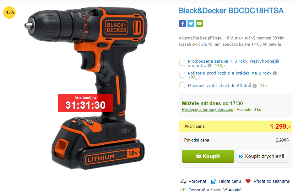 Aku vrtačka Black&Decker, aku + nabíječka