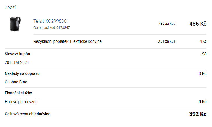 Rychlovarná konvice Tefal, 1.5, 2200W