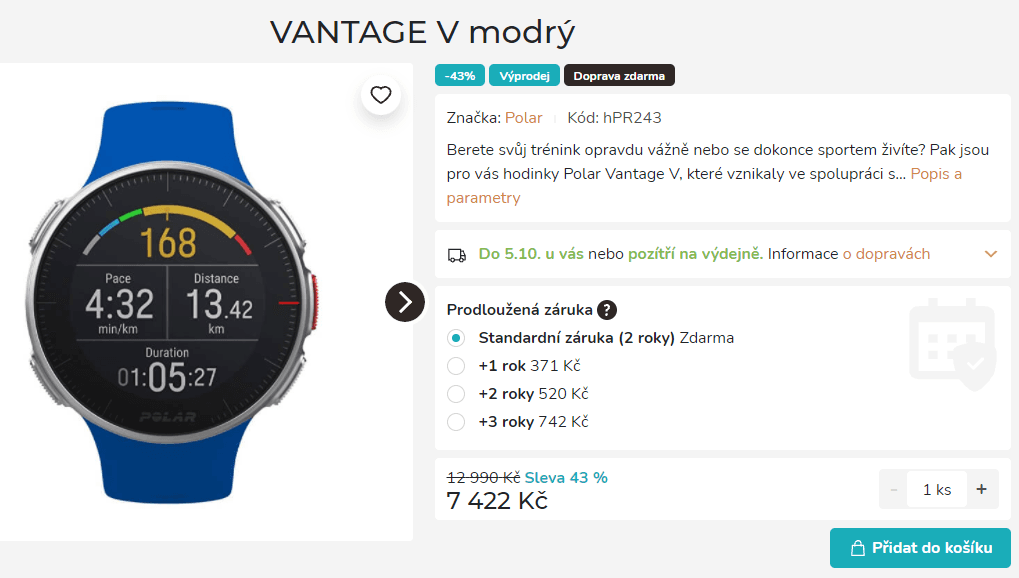 Chytré hodinky VANTAGE V pro sportovce