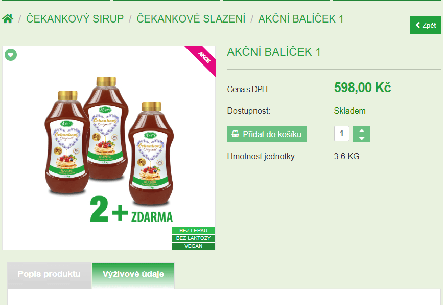 3x Čekankový sirup 1200 g
