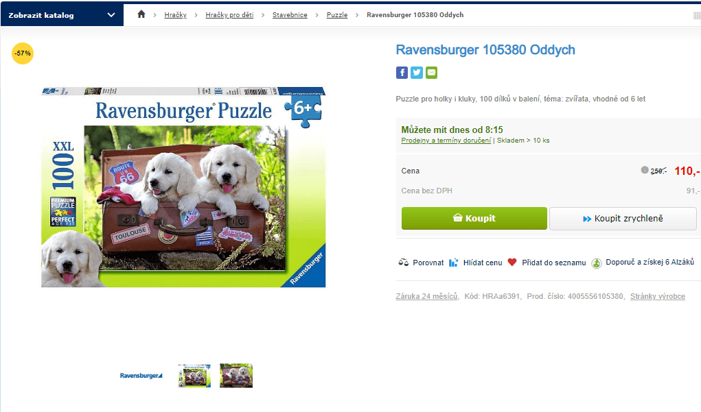 Puzzle Ravensburger Oddych, 100 dílků