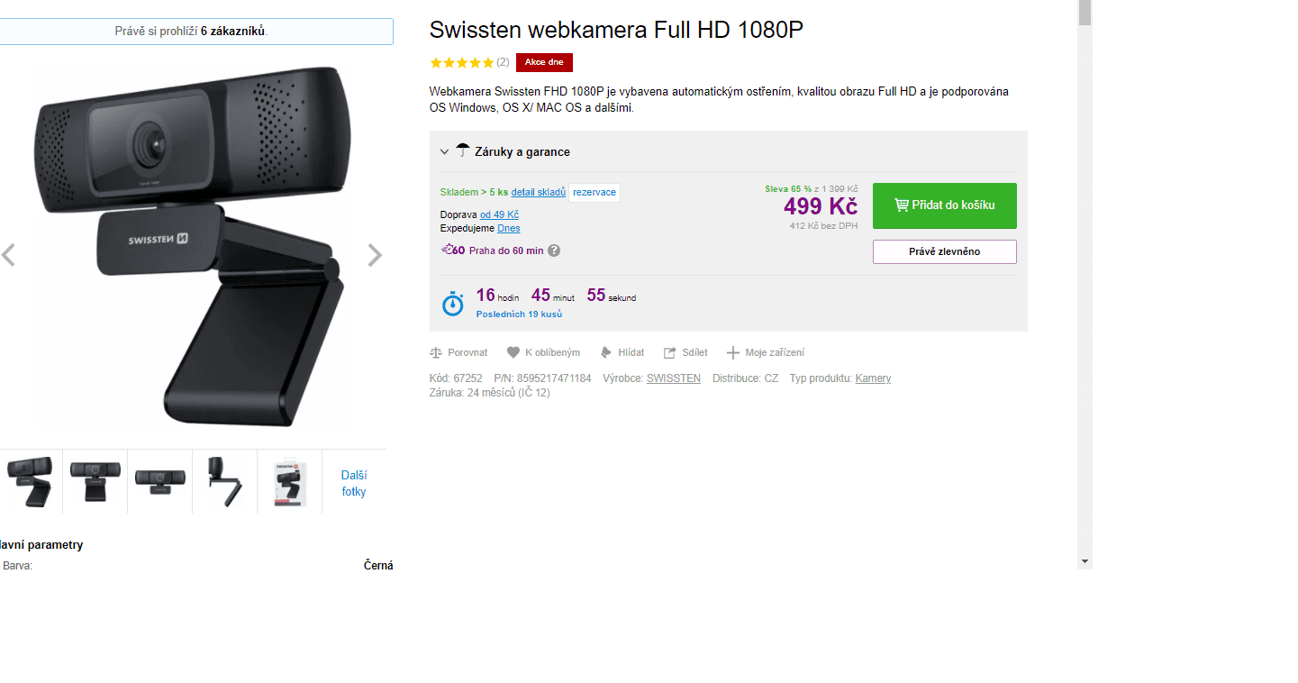 Webkamera Swissten, Full HD