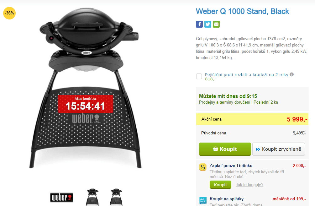 Plynový gril Weber Q 1000 Stand