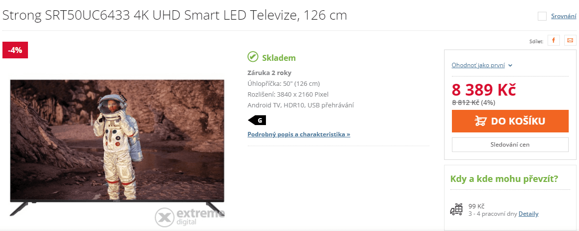 4K Smart TV, Android, 126cm, Strong