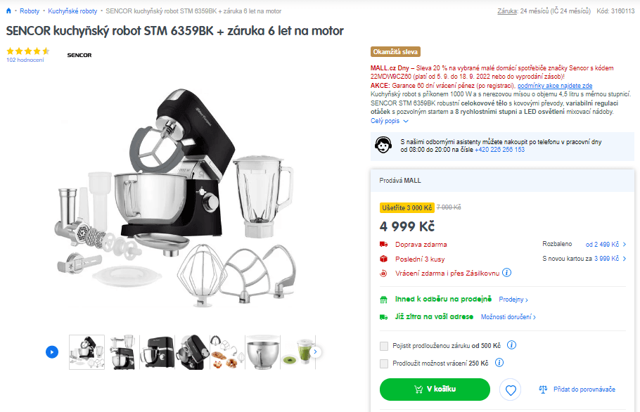 Kuchyňský robot Sencor, nástavce