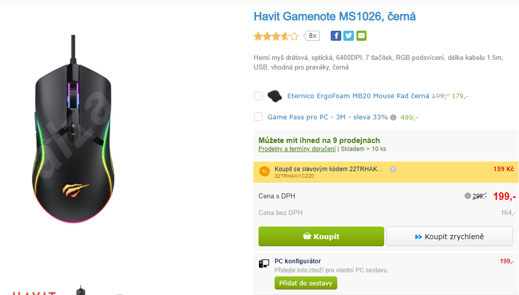 Herní myš Havit Gamenote