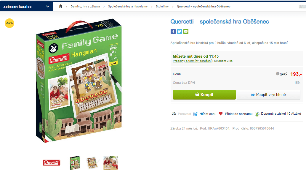 Společenská hra Oběšenec Quercetti 