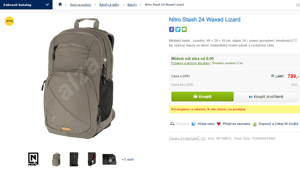 Městský batoh Nitro Stash 24 Waxed Lizard