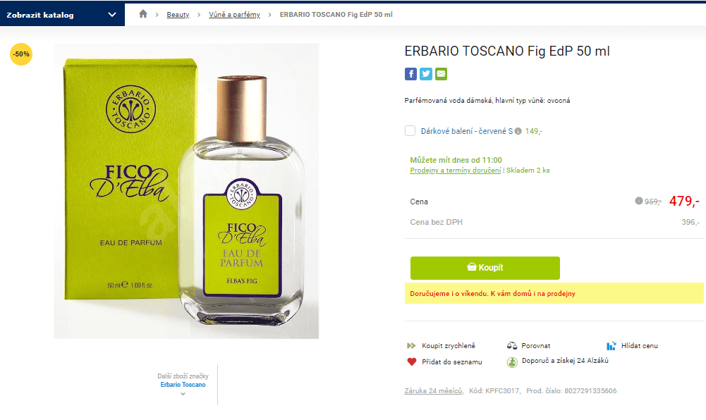 Dámská EdP Erbario Toscano Fík 50 ml