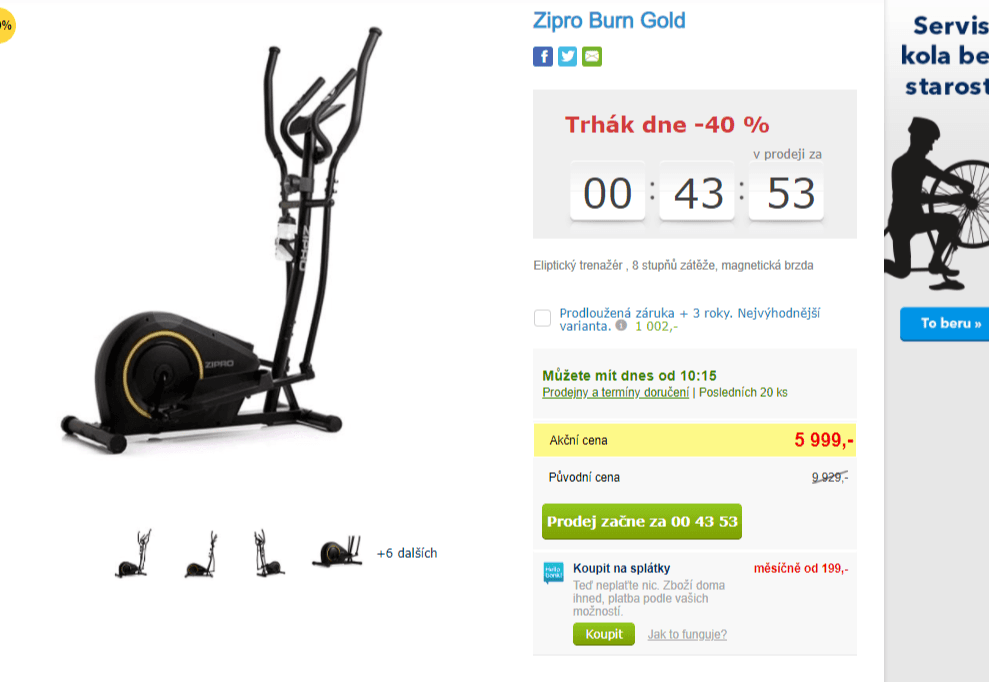 Eliptický trenažér Zipro Burn Gold