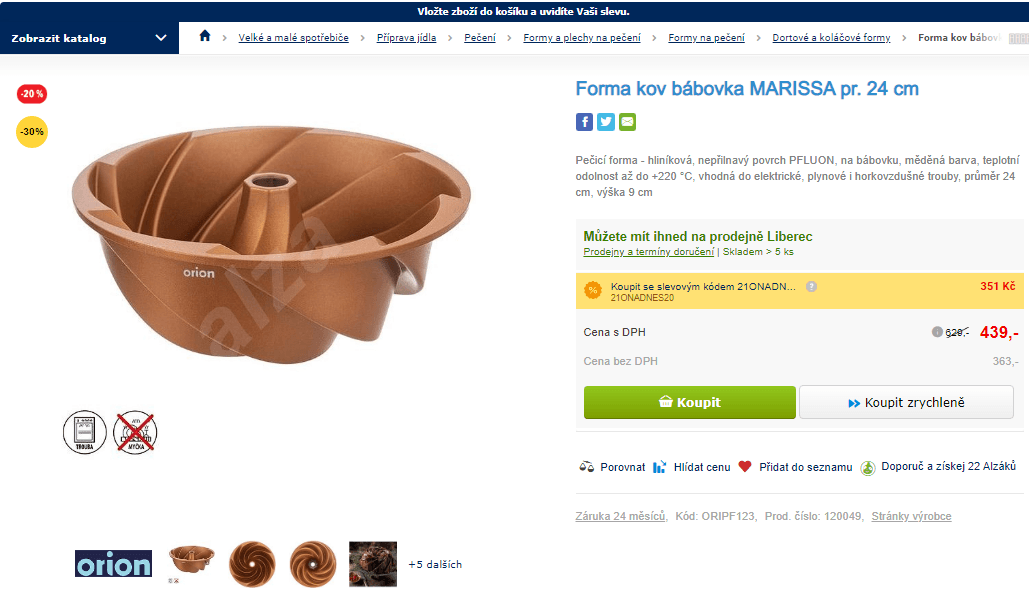 Forma kov bábovka Marissa, průměr 24 cm