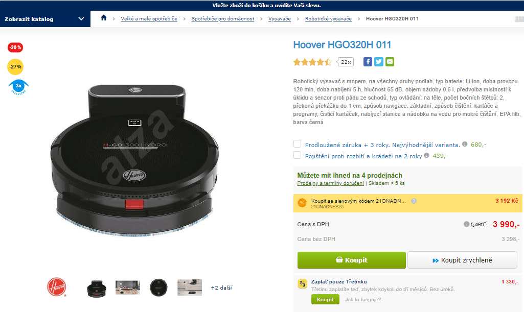 Robotický vysavač s mopem Hoover