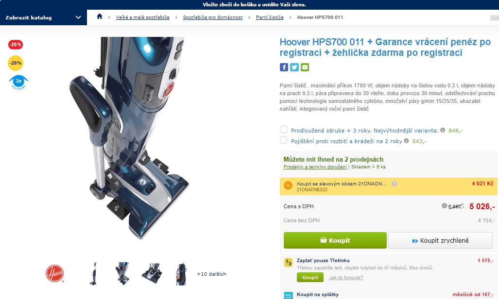 Vysavač + parní čistič Hoover HPS700 011