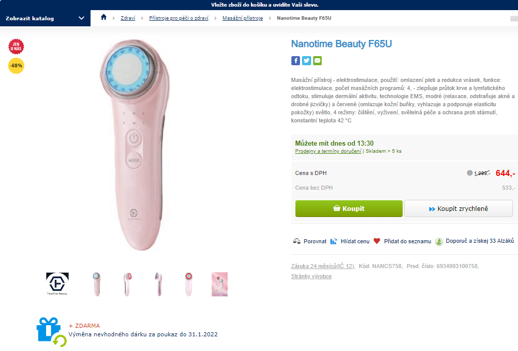 Masážní přístroj Nanotime Beauty F65U
