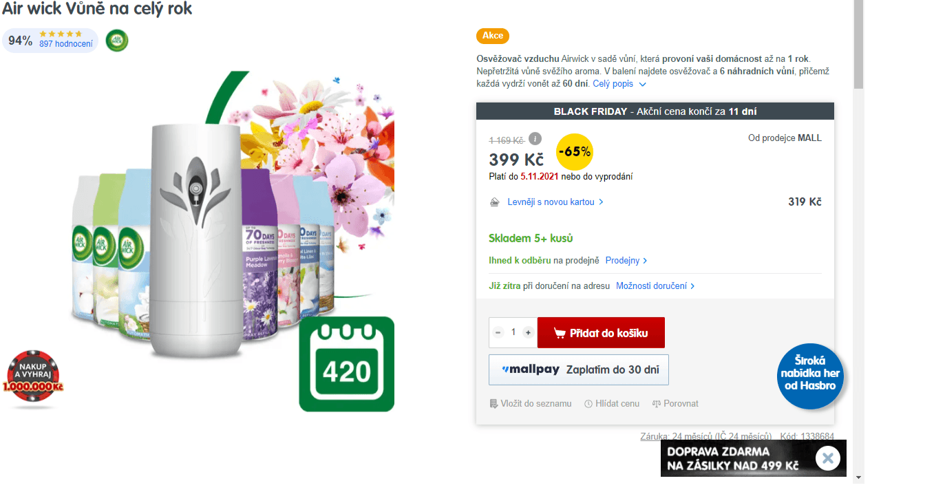 Air Wick strojek + 6 vůní á 250ml