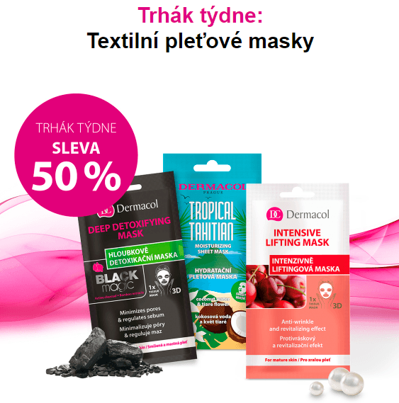 Sleva 50% na textilní pleťové masky