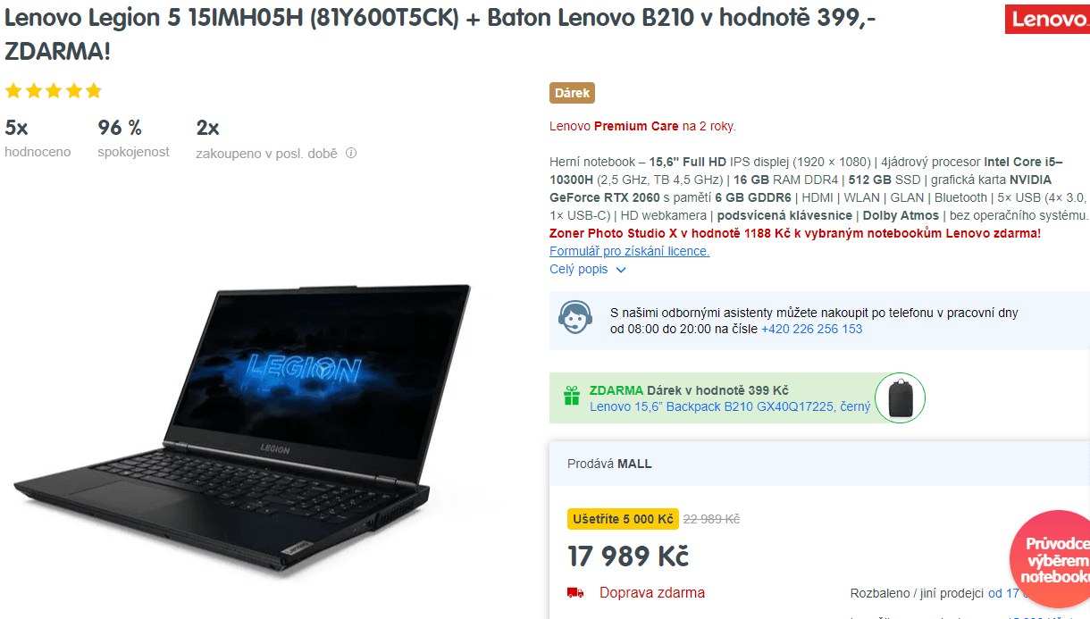 Lenovo, i5 4,5GHz, 16GB RAM, 6GB Nvidia, 15,6"