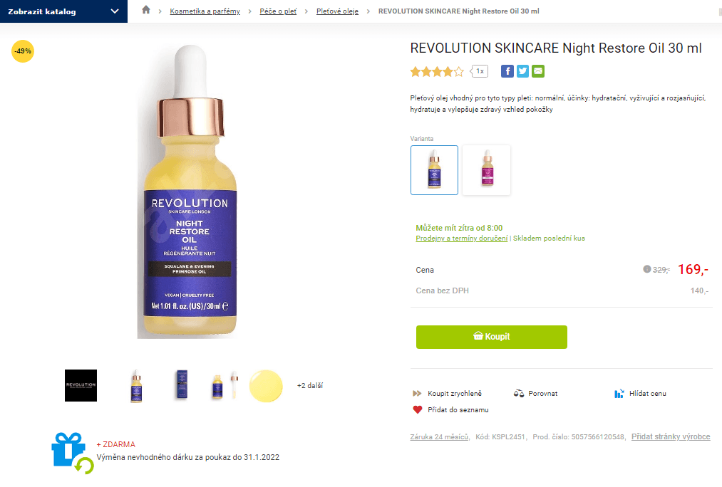 Pleťový olej Revolution Night 30 ml