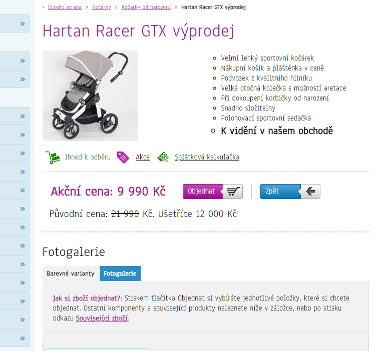 Kočárek Hartan Racer GTX