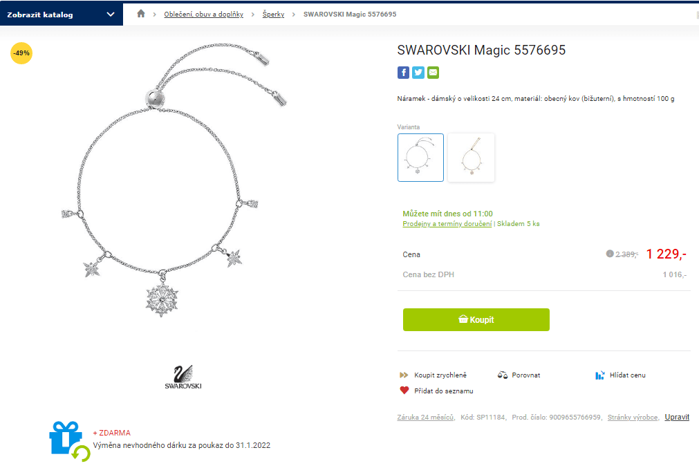 Náramek Swarovski Magic 5576695