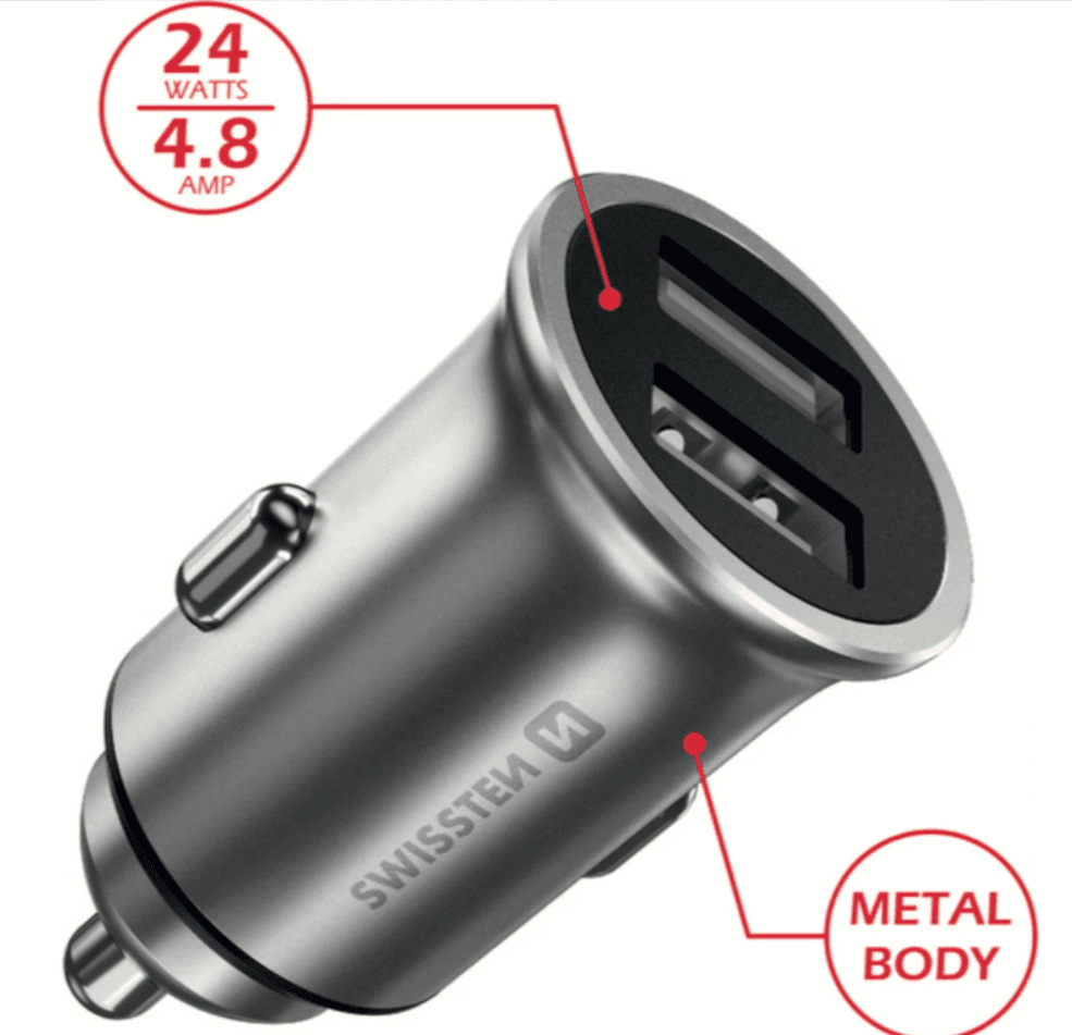 Nabíječka do auta Swissten, 2x USB