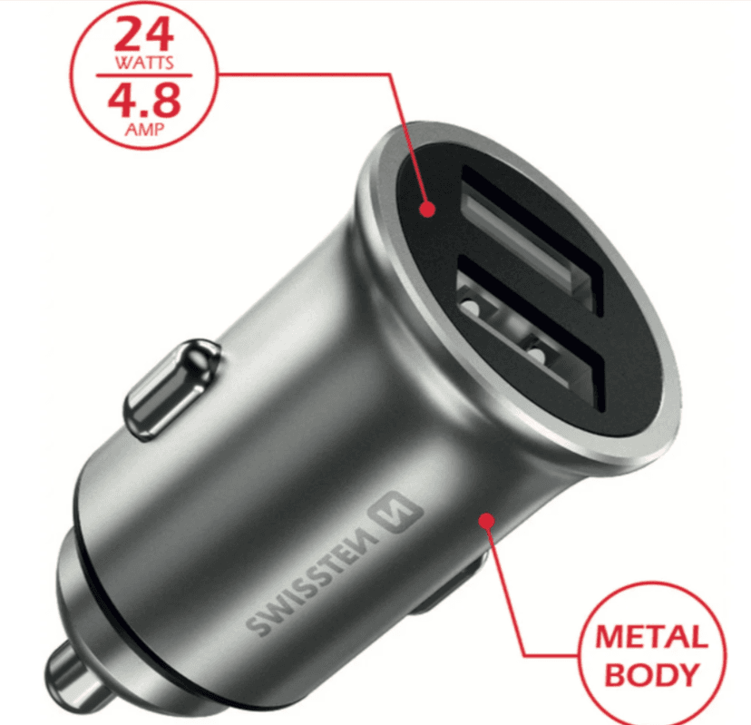 Nabíječka do auta Swissten, 2x USB