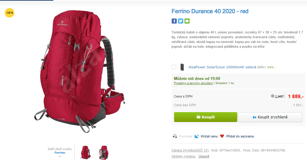 Turistický batoh Ferrino Durance 40