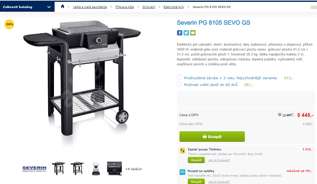 Elektrický stojanový gril Severin 