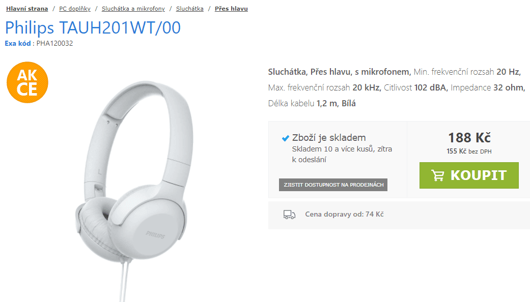 Sluchátka Philips TAUH201 