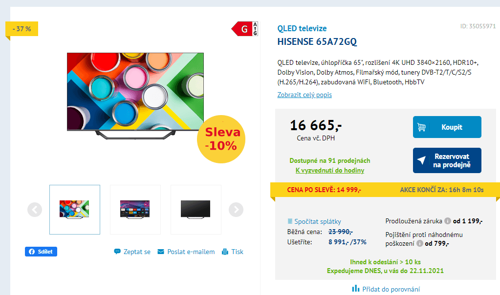 QLED Smart TV, Atmos, 164cm, Hisense