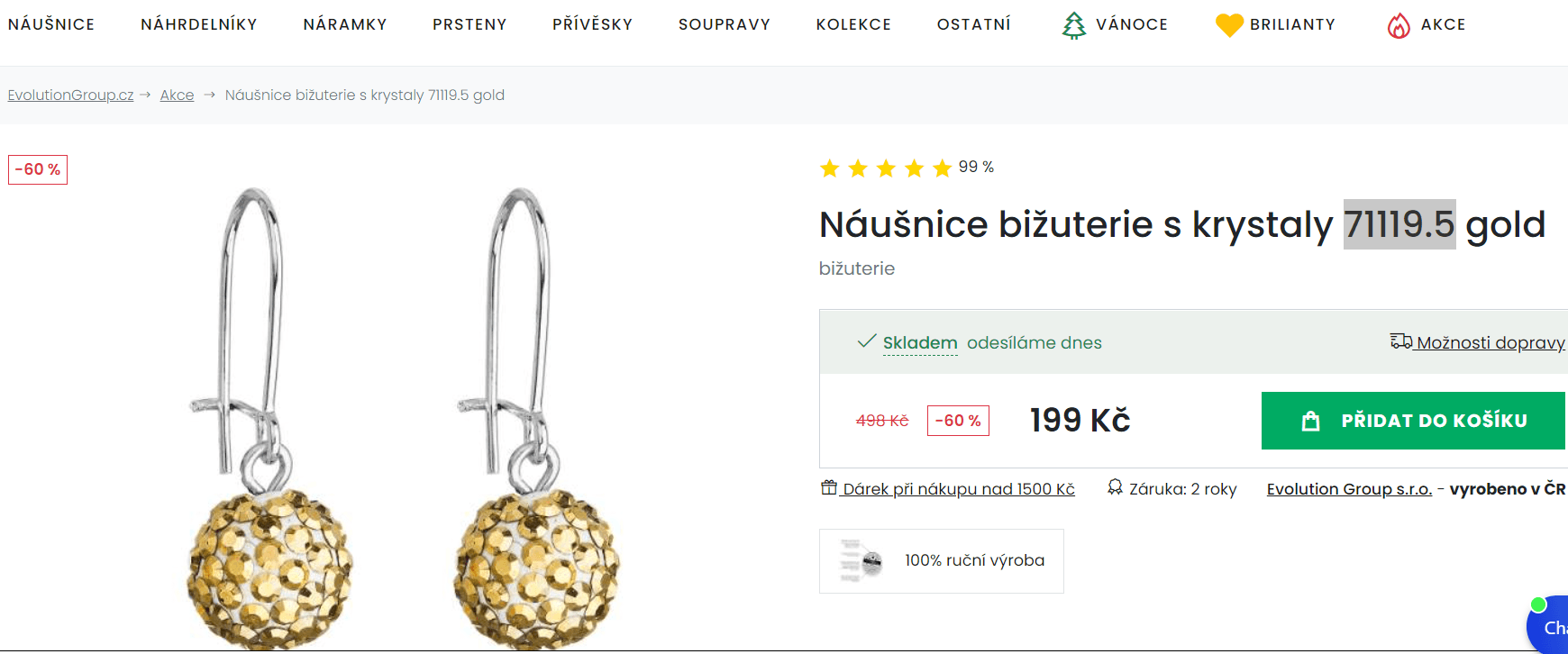 Náušnice bižuterie se Swarovski krystaly