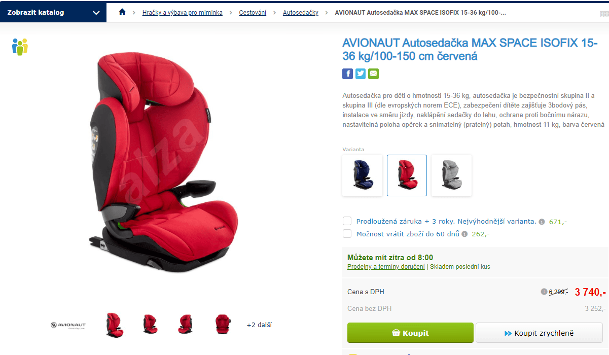 Autosedačka Avionaut, 15-36 kg, Isofix