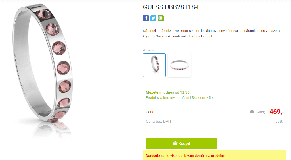 Dámský náramek Guess, ocel, krystaly, L