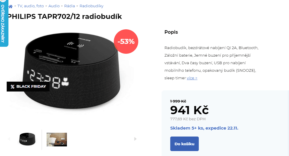 Radiobudík, Qi nabíječka Philips, BT