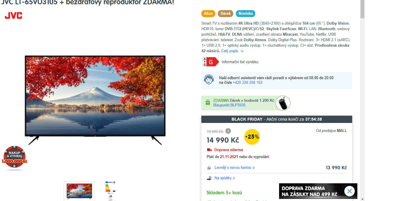 4K Smart TV, Atmos, 164cm, JVC