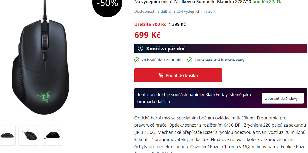 Optická herní myš Razer Basilisk
